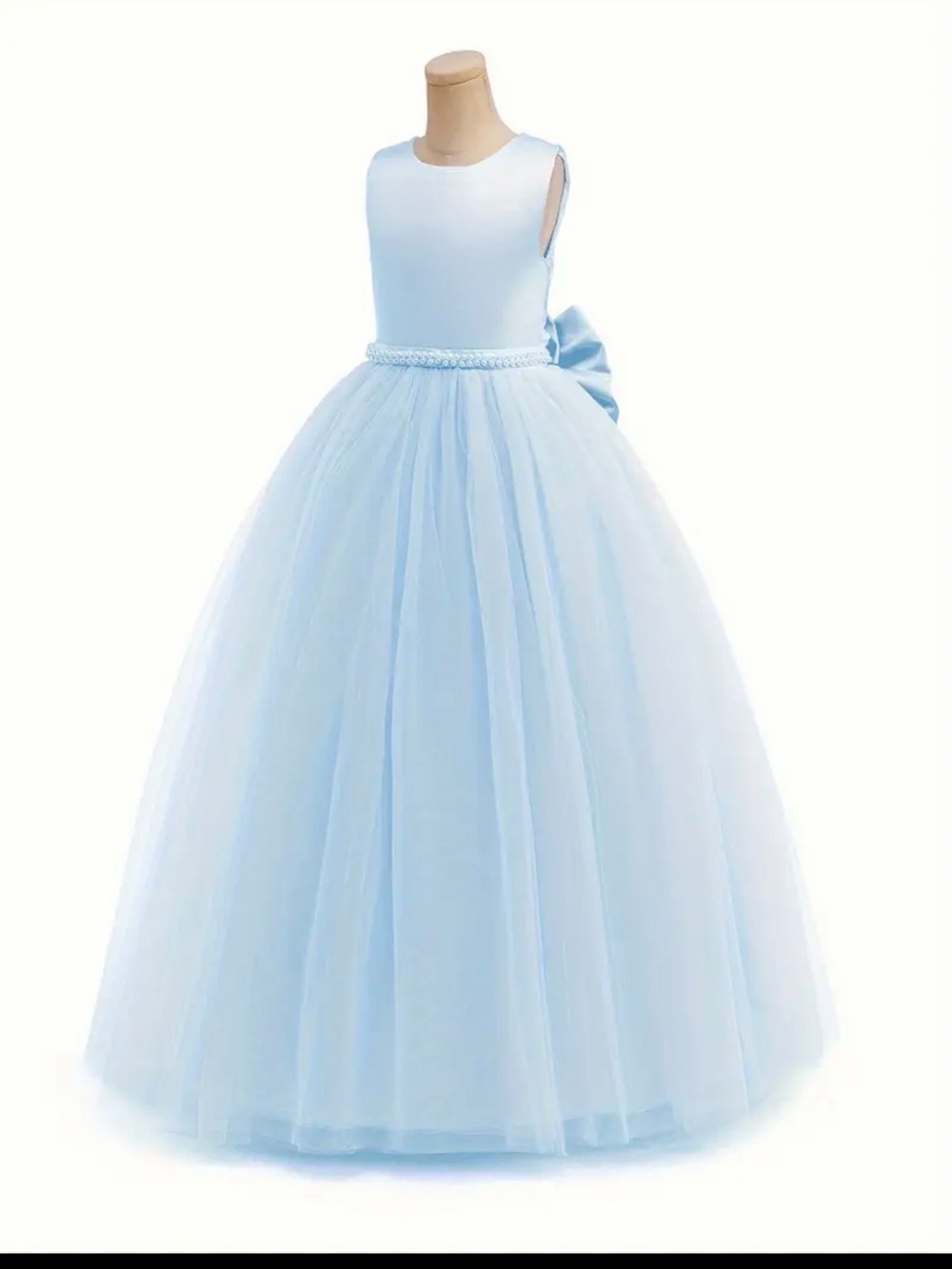 Light Blue Tulle Flower Girl Dress with Bow